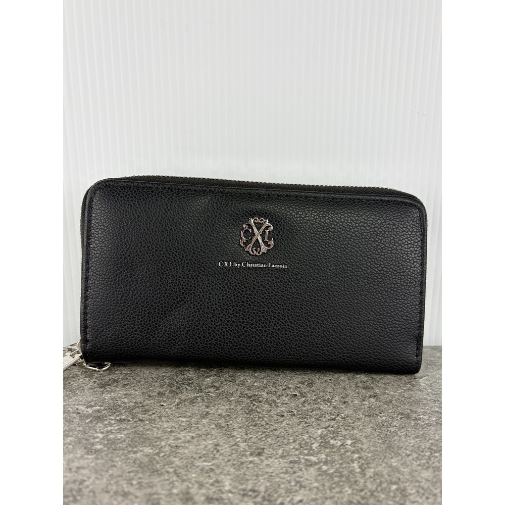 CXL Christian Lacroix Brandy Pebble Double Zip Wallet Wristlet Black Minimalist